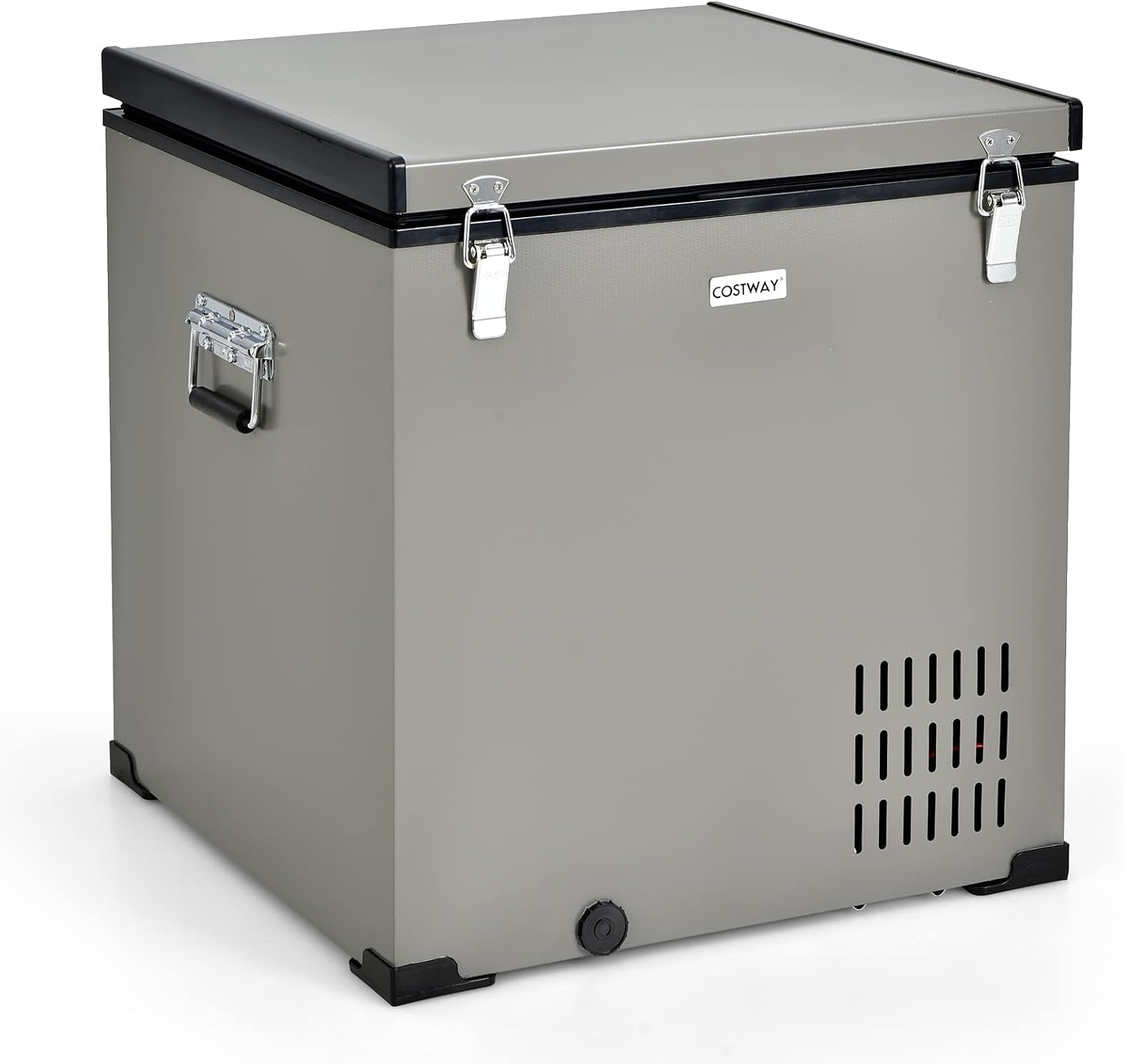 COSTWAY 68-Quart Car Refrigerator, Portable Chest Freezer(-11℉- 50℉) with 12V/24V DC & 110V/240V AC Adapter, Electric Compressor Fridge Cooler for Vehicles, Truck, RV, Camping, Traveling, Grey