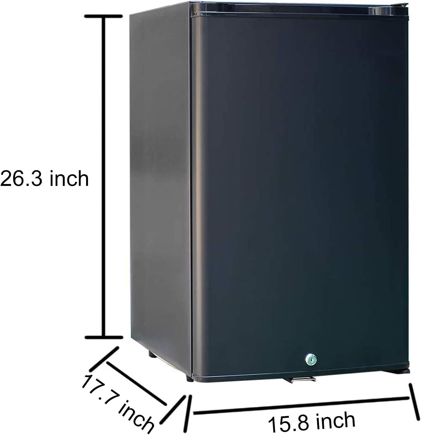 12 Volt RV Fridge With Lock and Key, 1.76 Cu. Ft Small Silent Lockable Upright Mini Refrigerator for Semi Truck, 12v/110v Cooler Quiet No Noise for Office Apartment Bedroom Marine Dorm Patio, Black