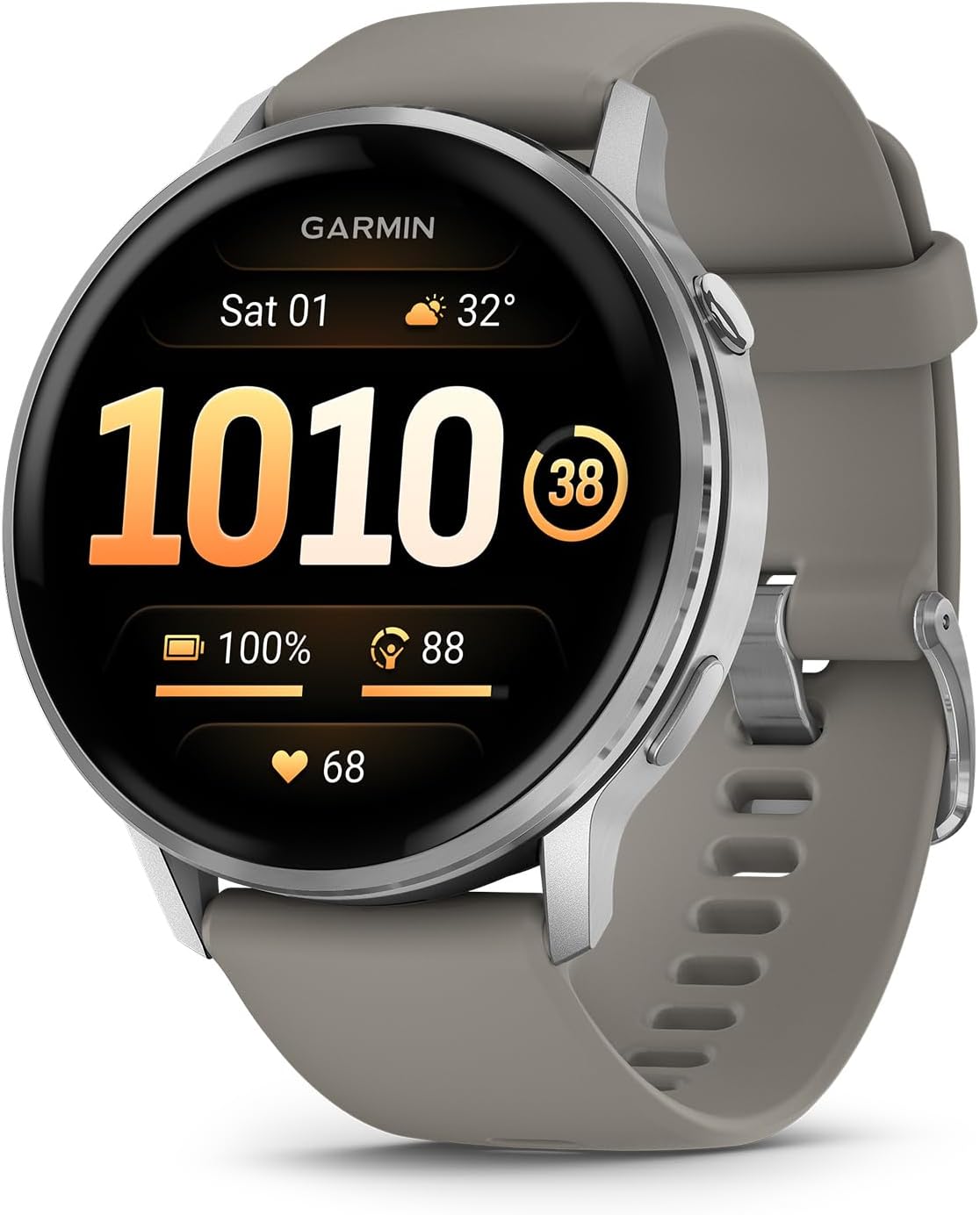 Garmin Venu 4, 45mm, Advanced Fitness and Multisport Tracker GPS Smartwatch, 1.4' AMOLED Display, Built-in Flashlight, 12 Days of Battery Life, Silver with Silver Gray Silicone Band (Watch Bundle)