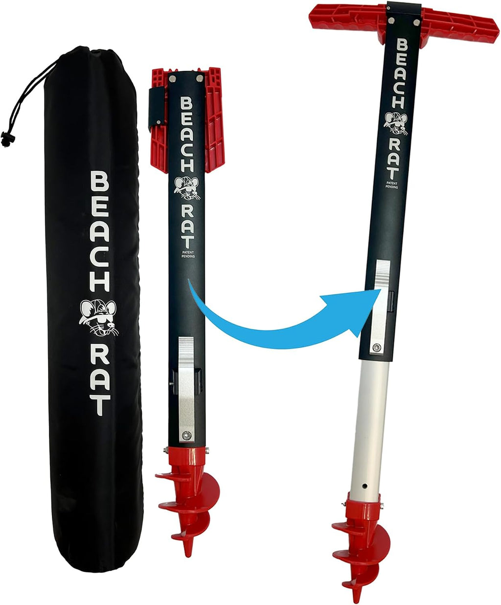 Beach Rat Fusion Anchor & Storage Case - Jet Ski Anchor/Boat Anchor for Shallow Water and Sandbar - High Strength Telescoping Aluminum Pole & Plastic Boat Accessory - Sand Bar Anchor Kit