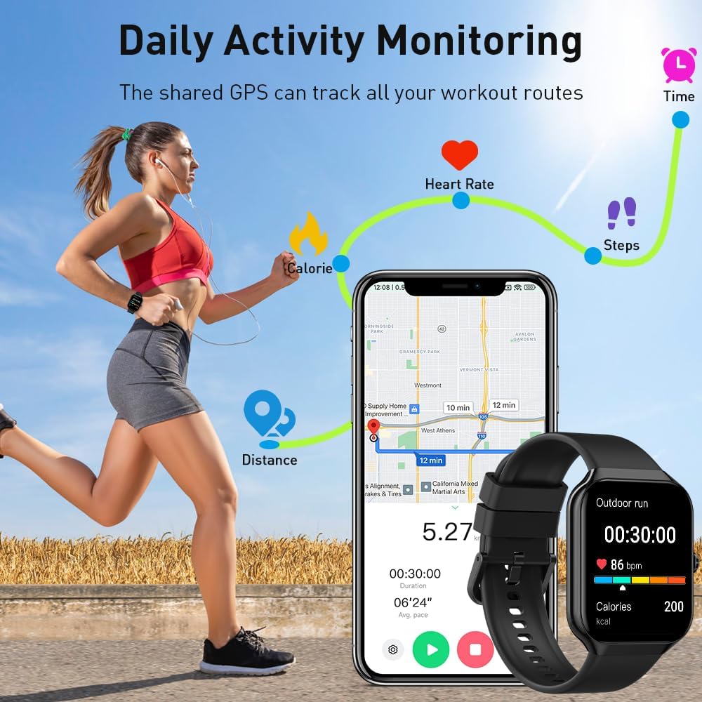 Smart Watch(Answer/Make Call BT5.4), 2026 New Smartwatch for Men Women, 1.96' HD Touch Fitness Watch with 110+ Sport Modes/Heart Rate/Sleep Monitor/Pedometer, IP68 Waterproof Fitness Activity Tracker
