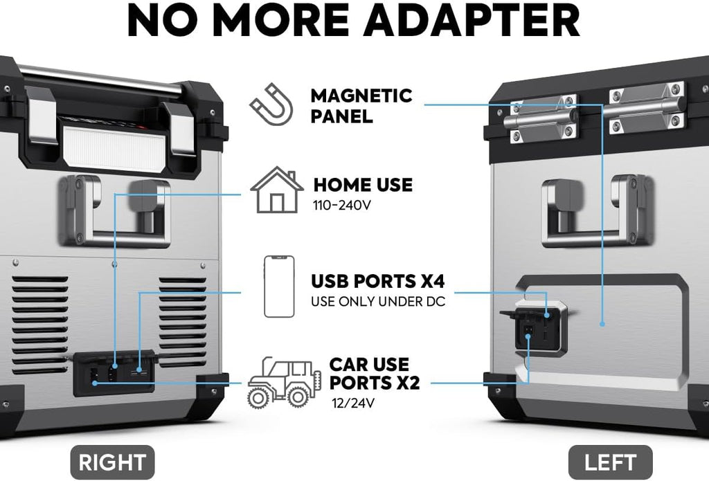 ICECO APL55 55L/58Qt Portable Refrigerator, Dual Zone 12v Refrigerator with SECOP, Removable Divider & APP Bluetooth, -4℉~68℉, Fridge Freezer for Car, Home, RV, | Silver with Magnetic Battery