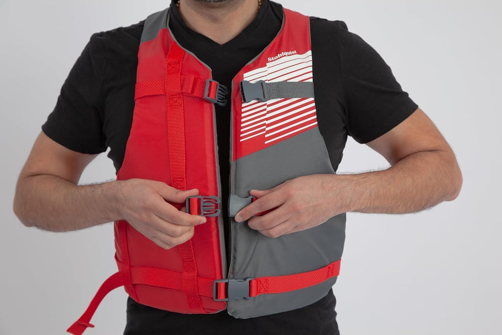 Stohlquist Universal Fit Adult Life Jacket PFD (4 Pack) Coast Guard Approved, for Men and Women 90+ lbs, Lightweight Neoprene and Adjustable, Ideal for Boating, Kayaking & Water Sports