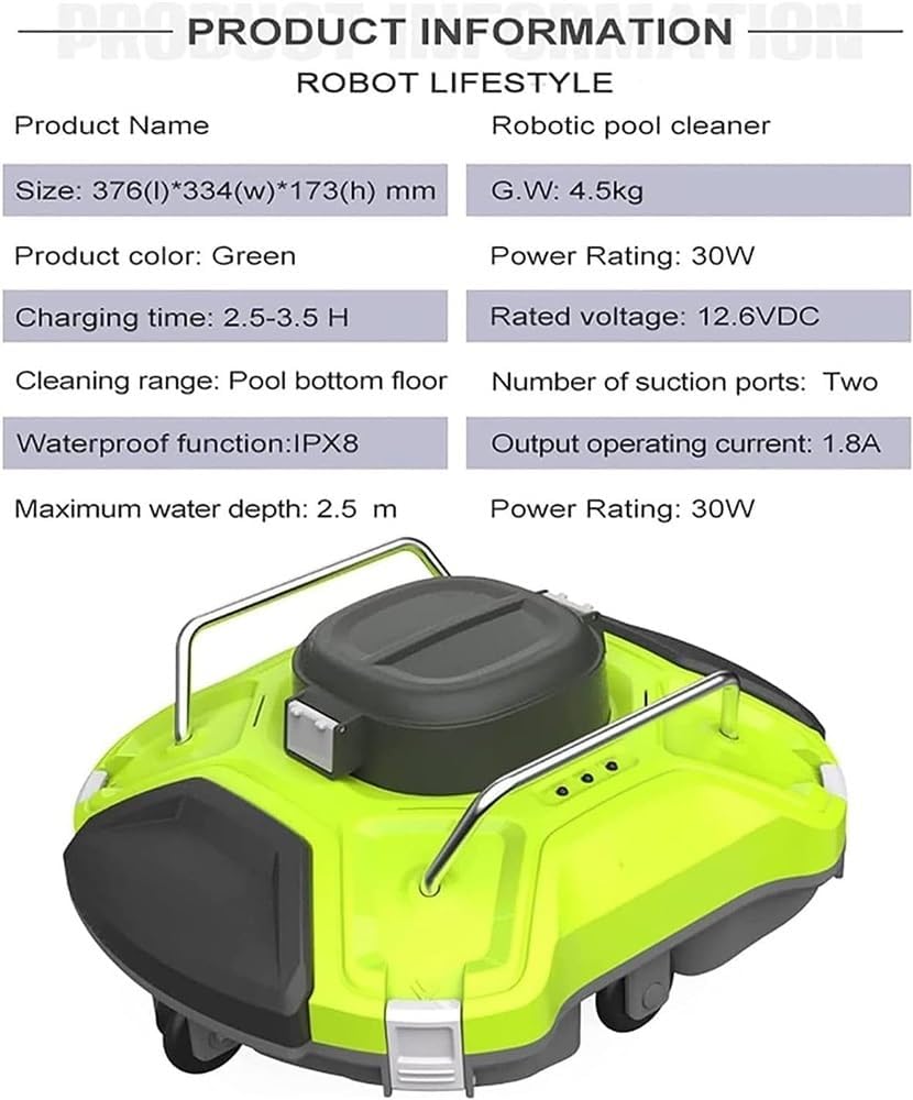 Robotic Pool Cleaner Fully Automatic Swimming Pool Cleaning Robot Wireless Intelligent Cleaning Underwater Cleaning Suction Device Rechargeable, Automatic Planning Route Deep Cleaning