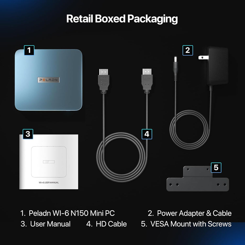 PELADN Mini PC, N100(up to 3.4GHz),16GB DDR4/512GB SSD,Type-C/Dual HD,Mini Desktop Computer,4K/60Hz Triple-Display USB3.0/BT4.2/WiFi Mini Computers for Home Business