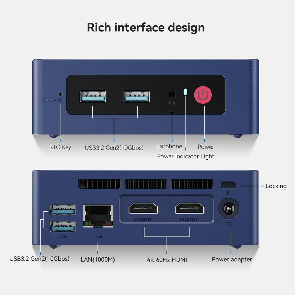 Beelink Mini PC, Mini S13 Intel Twin Lake N150 (Upgraded N100, 4C/4T), Mini Computer 16GB DDR4 RAM 1TB SSD, Desktop PC Dual HDMI 4K UHD/Gigabit Ethernet/WiFi6/BT5.2/W11 Home