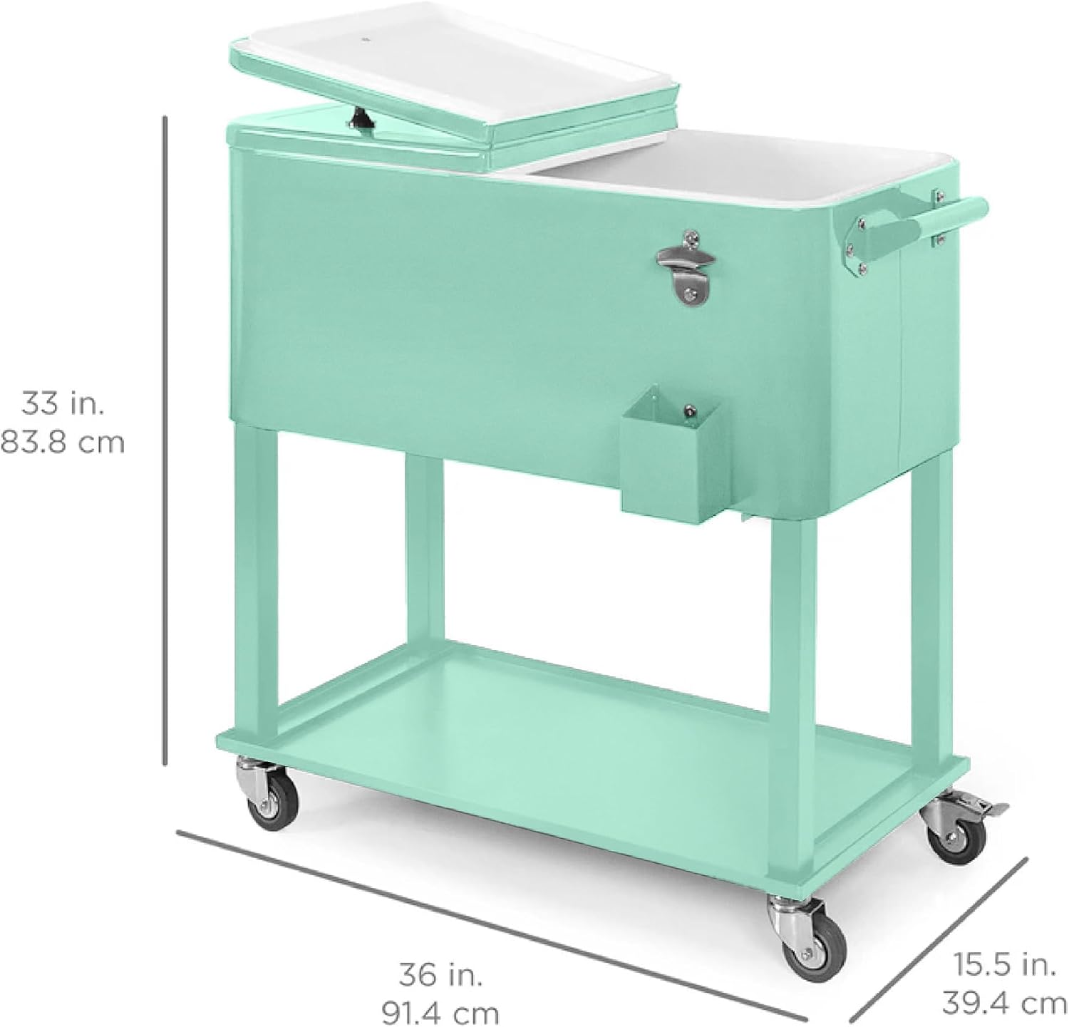 Best Choice Products 80-Quart Outdoor Steel Rolling Cooler Cart w/Ice Chest, Bottle Opener, Catch Tray, Drain Plug, Locking Wheels