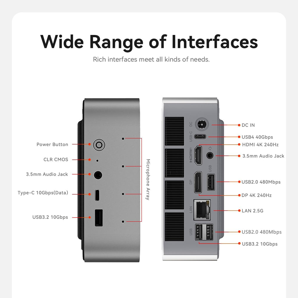 Beelink SER9 Pro Mini PC, AMD Ryzen 7 H 255(8C/16T, up to 4.9GHz), 24GB LPDDR5X 1TB PCIe4.0 SSD, Desktop Computer 4K@240Hz Triple Display HDMI 2.1+DP2.1+USB4, WiFi 6, BT5.2, 2.5G LAN, Al Voice Chip