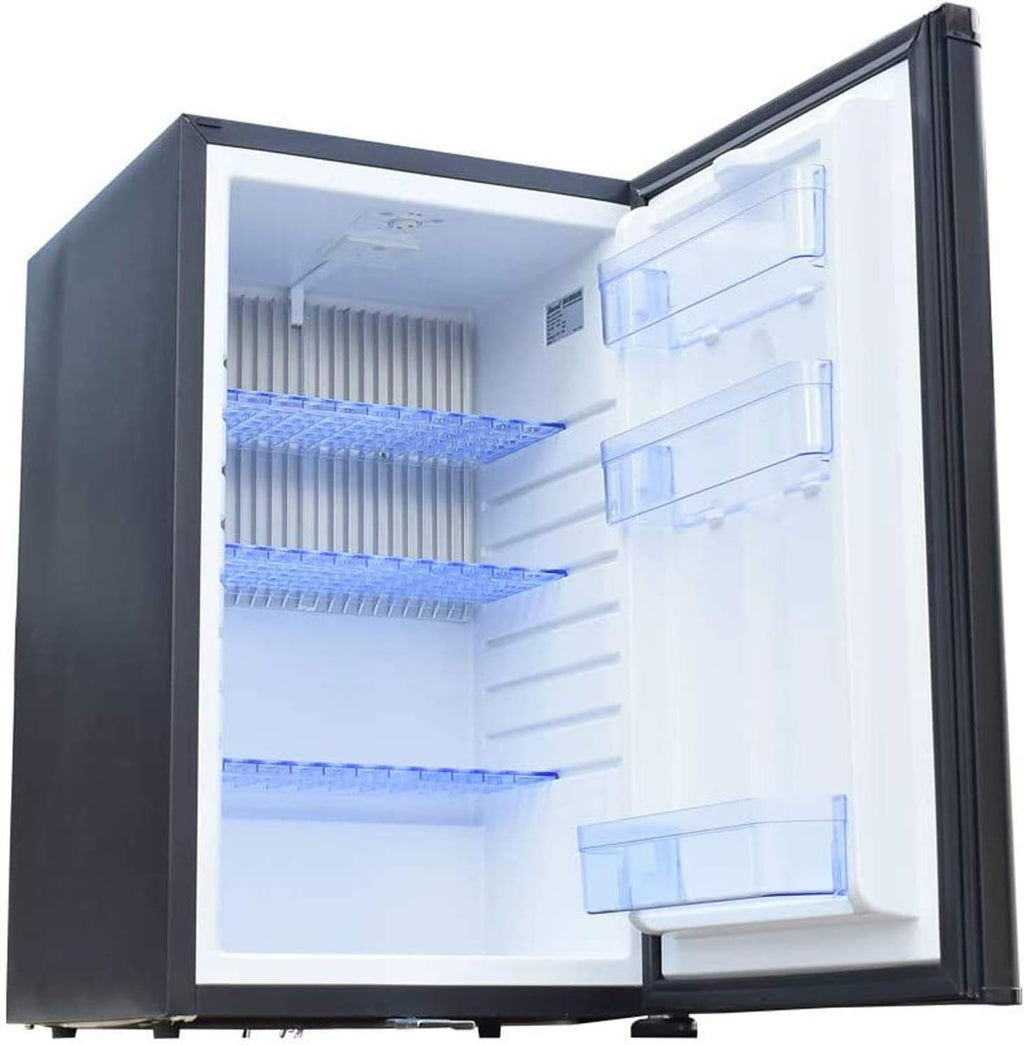 12 Volt RV Fridge With Lock and Key, 1.76 Cu. Ft Small Silent Lockable Upright Mini Refrigerator for Semi Truck, 12v/110v Cooler Quiet No Noise for Office Apartment Bedroom Marine Dorm Patio, Black