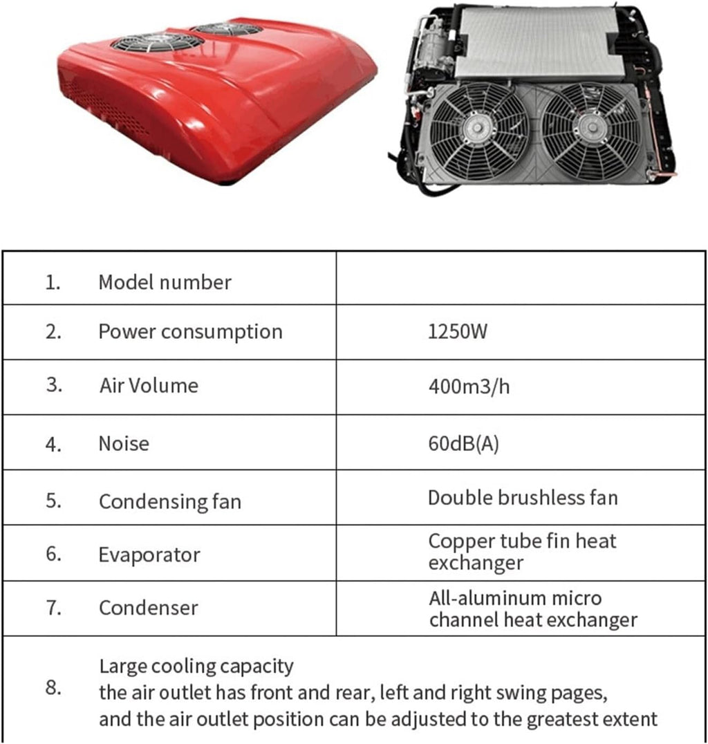 Electric Rooftop Ac Air Conditioning Parking Cooler 12v 24V Air Conditioner Systems for Truck Cars Excavator RV Fan Air Cool