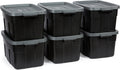 Rubbermaid Heavy Duty Black Storage Bins Plastic Totes with Lids for Storage, Stackable, Large Capacity, Durable, Multipurpose, 14 GAL, 6 Pack (14 GAL - 6 Pack Solid Black and Grey)