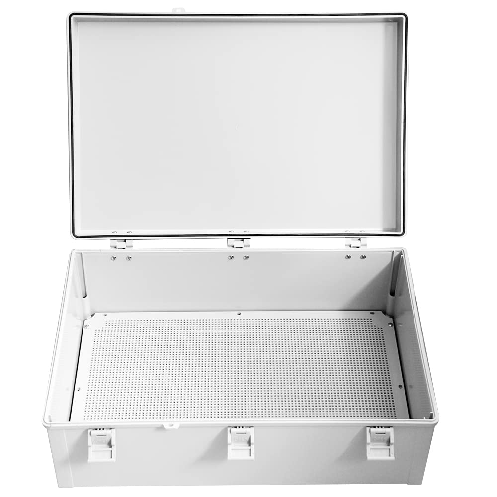 Large Electrical Junction Boxes Hinged Outdoor ABS Plastic Buckle Deep Wall Mount,Dustproof Waterproof IP67 Universal Durable Electrical Big Enclosure with Lock (23.62'x15.75'x8.66')