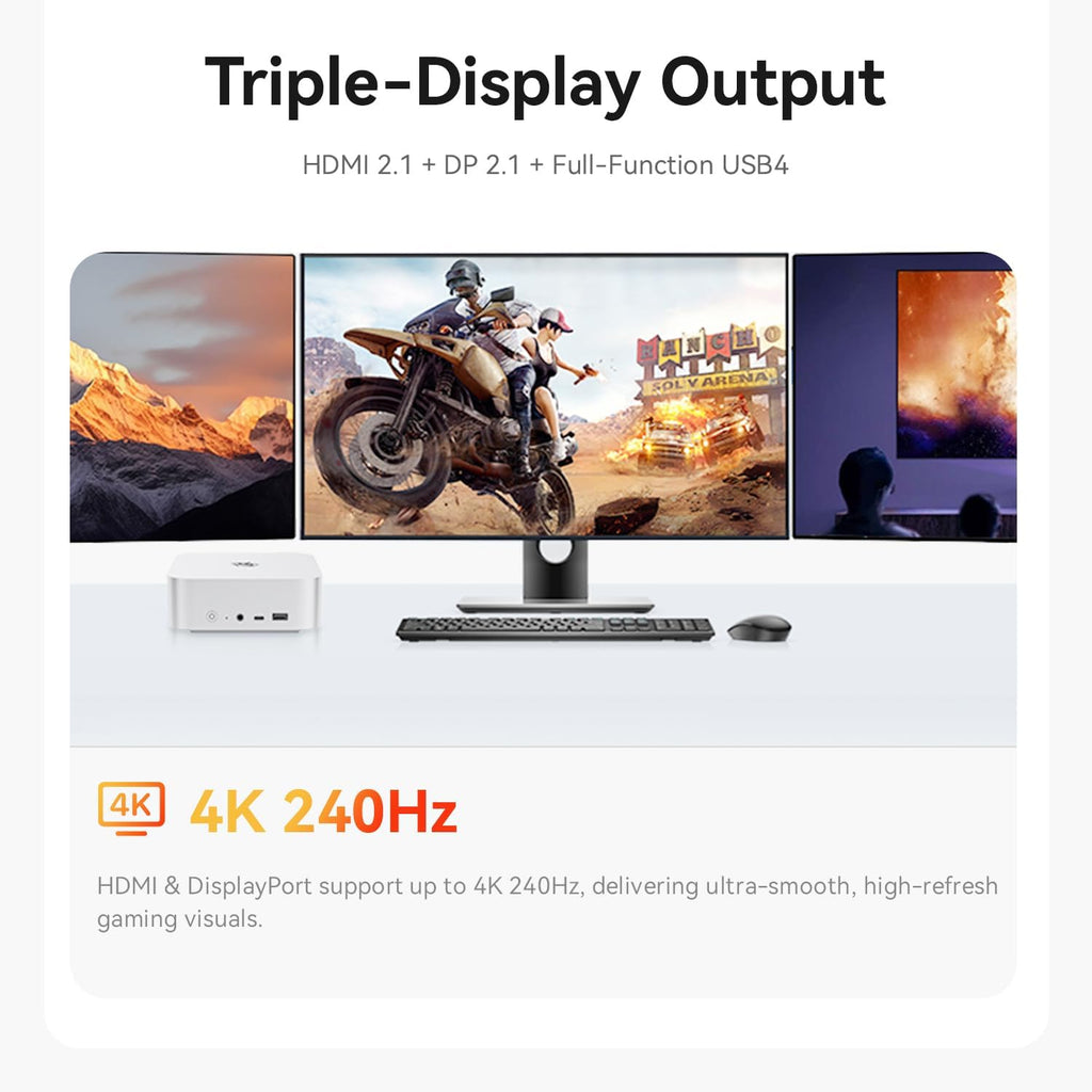 Beelink SER9 MAX Ryzen 7 H 255, 8C/16T, Up to 4.9GHz W11 PRO Mini PC, 64GB DDR5, 1TB NVMe M.2 SSD, 10Gbps LAN/ WiFi6/ BT5.2, Mini Computer Support HDMI 2.1+DP 2.1+USB4 Triple Display