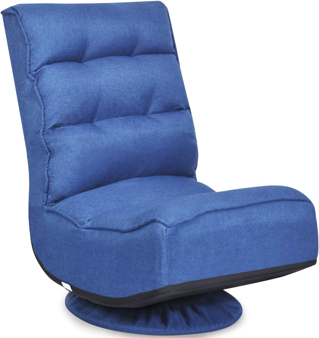 Giantex 360 Degree Swivel Floor Chair, Folding Floor Gaming Chair with 6 Positions Adjustable, Lazy Sofa Lounge Chair w/Tufted Back Support, Video Gaming Chair for Reading TV Watching (Navy Blue)