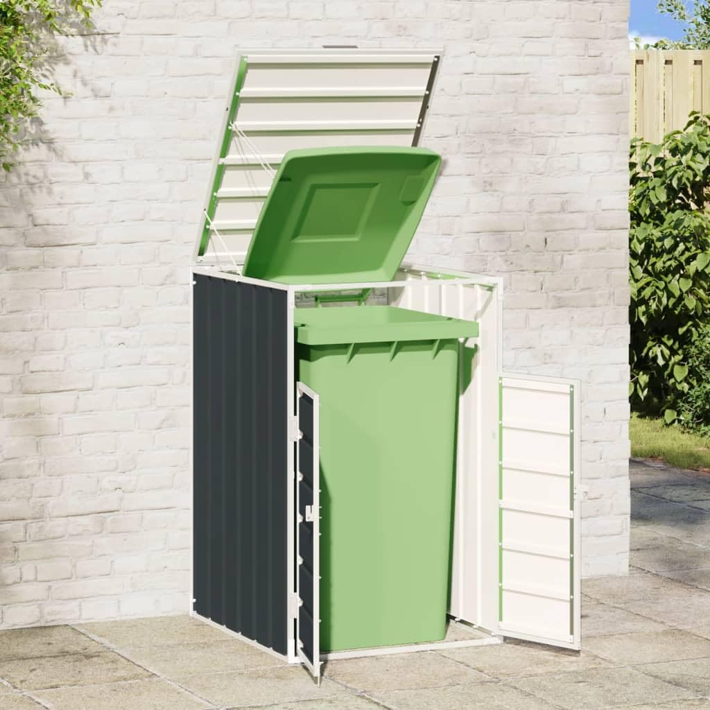 vidaXL Anthracite Wheelie Bin Storage Single Steel Outdoor Holder -, Expandable Design 28.3'x31.9'x45.3'