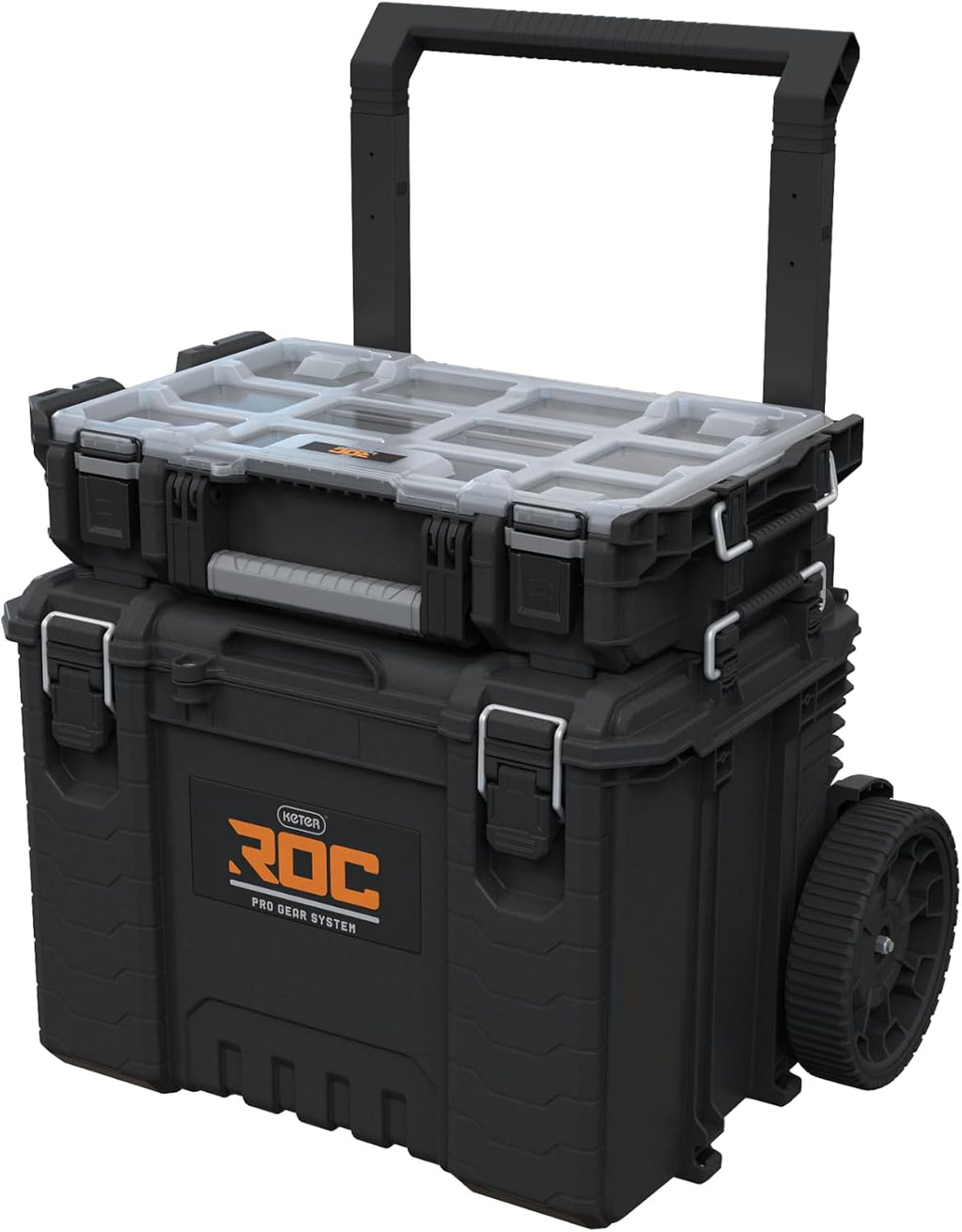 Keter ROC Pro Gear Heay Duty Organiser, 25 Year Warranty, Removable Bins, Stackable, Lightweight, Durable, IP54 Water Resistant, Black