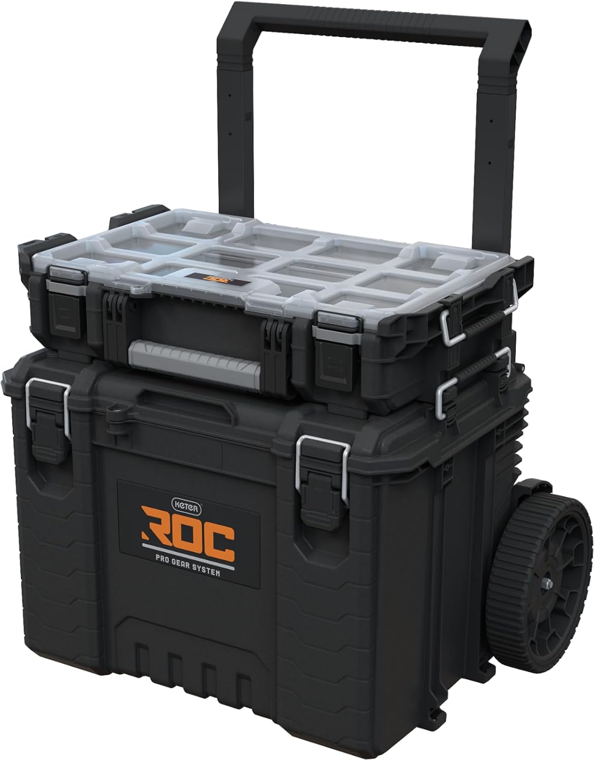 Keter ROC Pro Gear Heay Duty Organiser, 25 Year Warranty, Removable Bins, Stackable, Lightweight, Durable, IP54 Water Resistant, Black