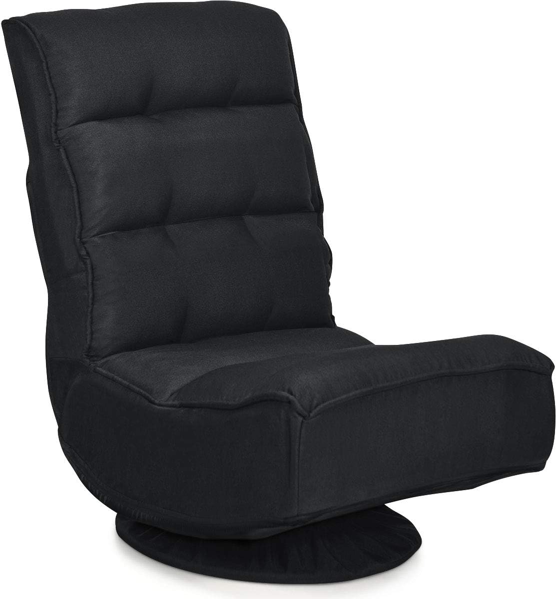 Giantex 360 Degree Swivel Floor Chair, Folding Floor Gaming Chair with 6 Positions Adjustable, Lazy Sofa Lounge Chair w/Tufted Back Support, Video Gaming Chair for Reading TV Watching (Black)