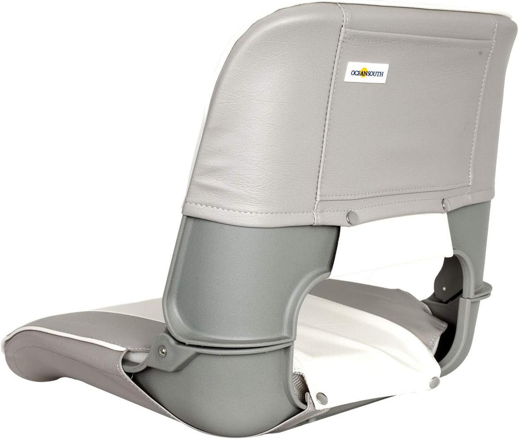 Oceansouth Skipper folding boat seat (Grey/White) seat boat fishing seats canoe with back support paddleboard kayak cushion covers waterproof cushions swivel bobber jon bass accessories mount base