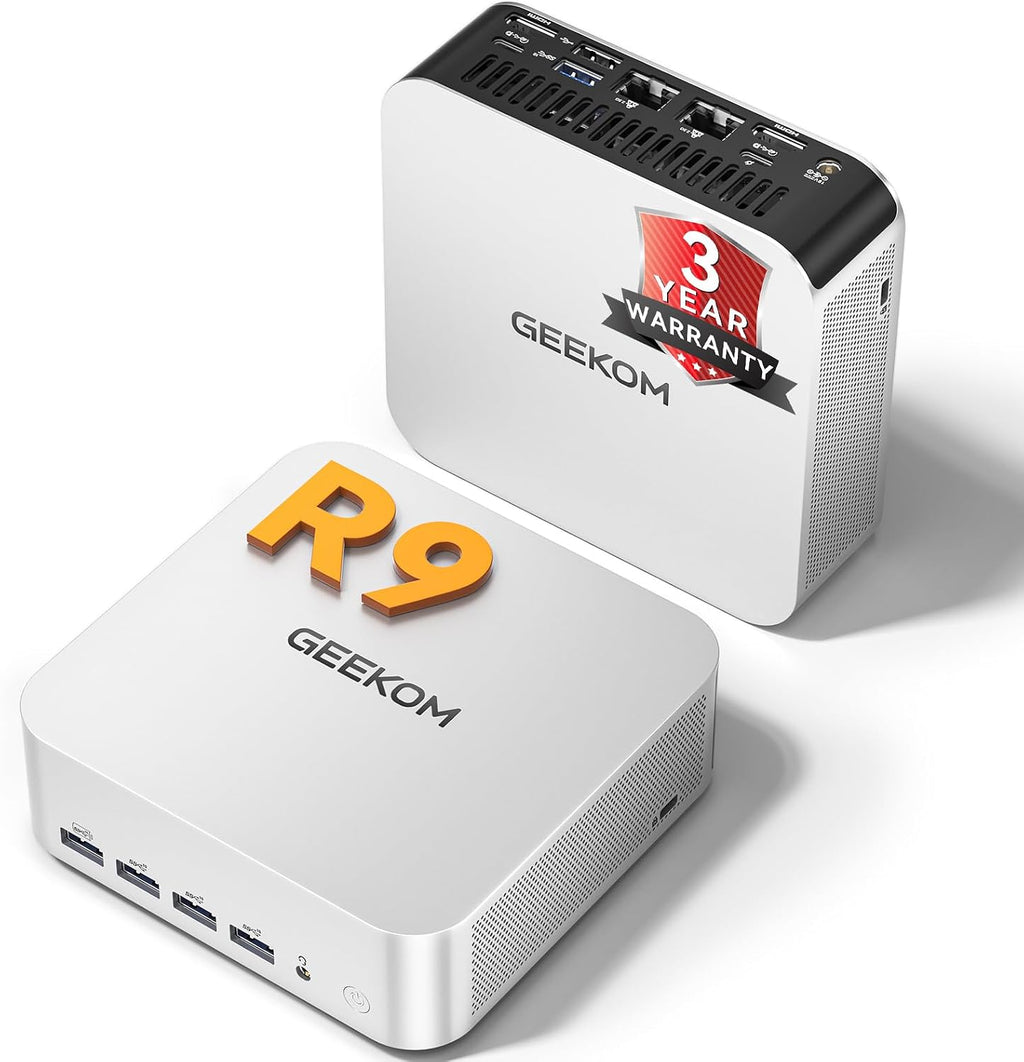 GEEKOM [2026 Edition] Mini PC AI A7 MAX with AMD Ryzen 9 7940HS 16GB DDR5(Not LPDDR) & 1TB SSD(Expandable) Desktop Mini Computers for Creation,Radeon 780M Graphics 4 Modes|Premium Support|USB4|8K|SD