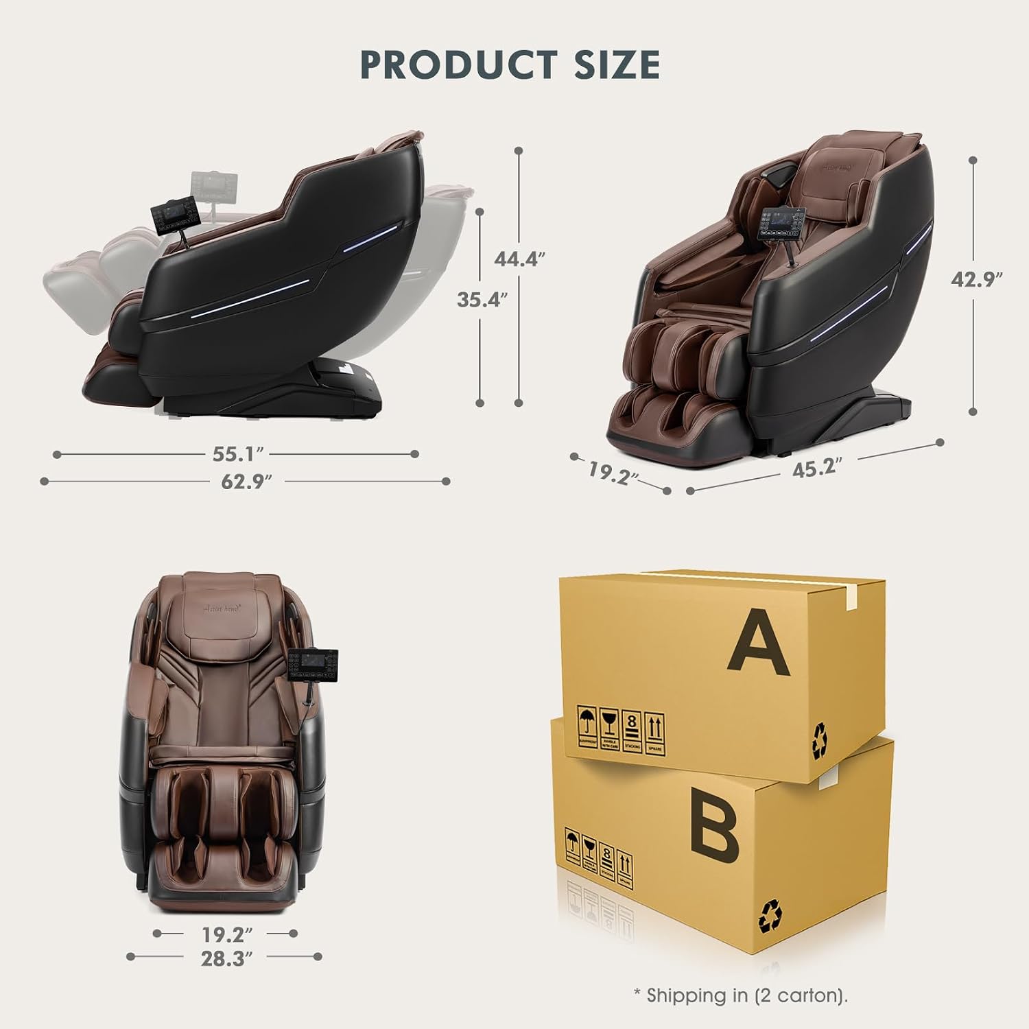 Artist hand Massage Chair Full Body, 2026 Zero Gravity Massage Chair Recliner, 8 Fix Rollers, 6 Modes, Bluetooth Speakers, Foot Roller Massage, Waist Heating, Full-Body Airbags, Brown/Black