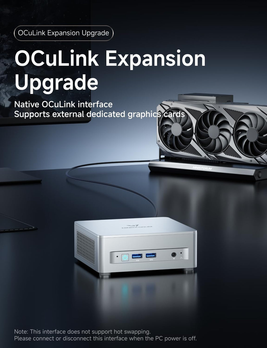 MINISFORUM UM880 Plus Barebone with Mini PC, AMD Ryzen 7 8845HS (8C/16T, Up to 5.1GHz), Radeon 780M Graphics, OCuLink, Triple Display, 8K@60Hz, 5 USB Ports, Wifi6E(NO RAM/SSD/OS)