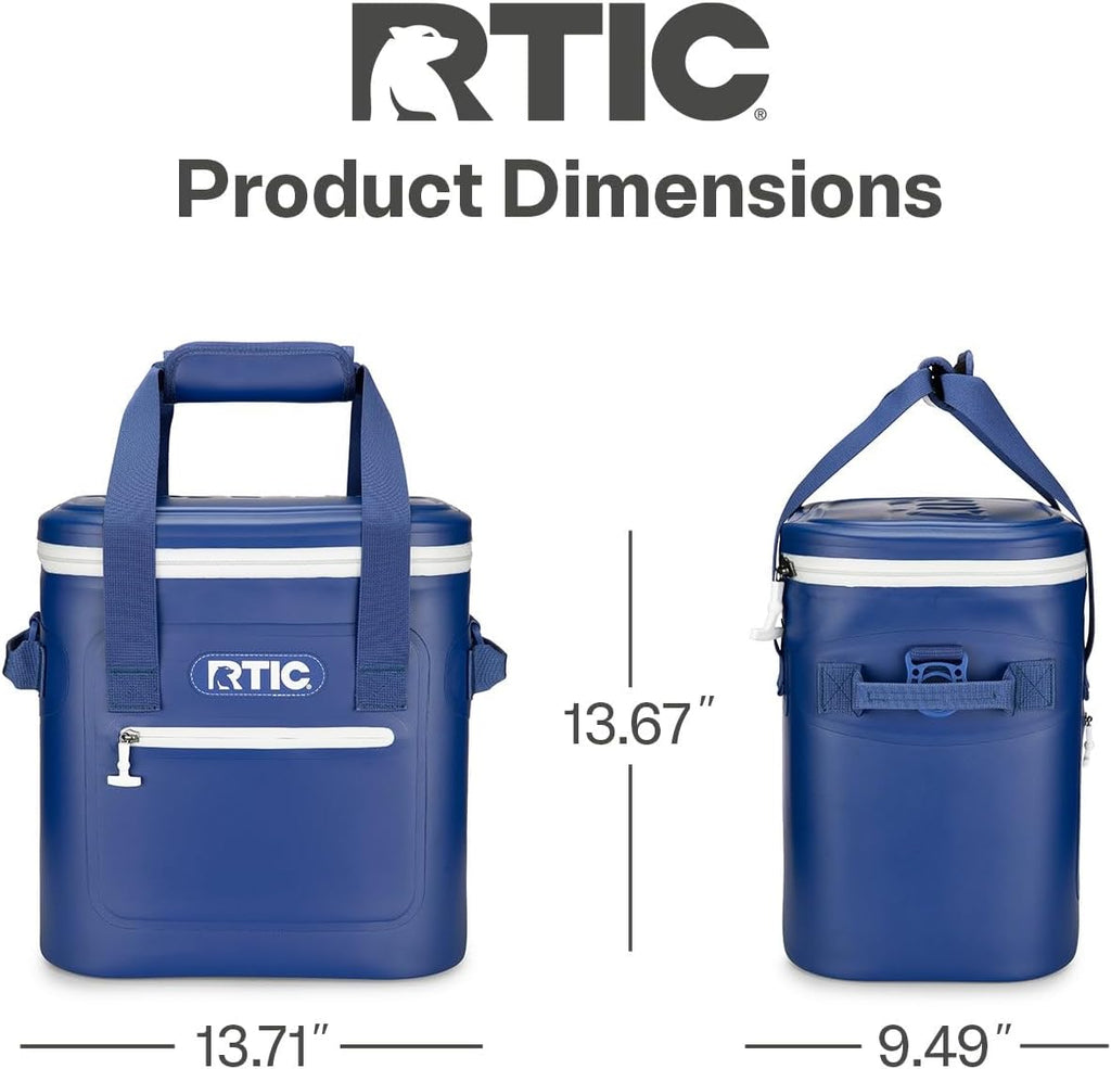 RTIC Ultra-Tough Soft Cooler 20 Can, Insulated Bag Portable Ice Chest Box for Lunch, Beach, Drink, Beverage, Travel, Camping, Picnic, Car, Trips, Floating Cooler Leak-Proof with Zipper