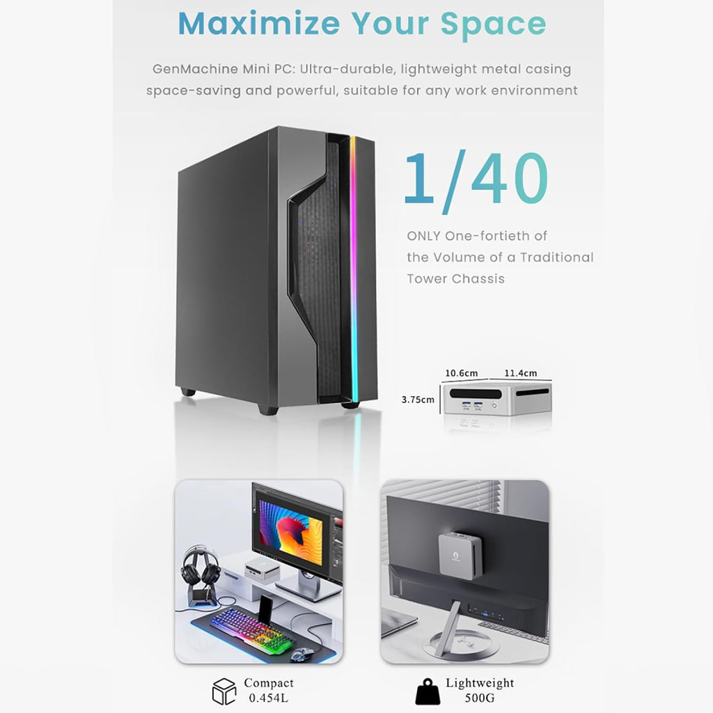 Mini PC AMD Ryzen 5 4500U Mini Computers Up to 4.0GHz 6c/6t, 16GB DDR4, 512GB SSD & M.2 NVME, Gaming PC with Wifi6/BT5.2, Gaming/Office/Design