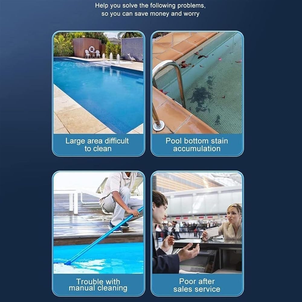 30W Cordless Automatic Pool Cleaner, 90° Climbing Wall Swimming Pool Cleaning Robot, with 180 Mins Running Time, Strong Suction, Dual Motors, with Top Handle