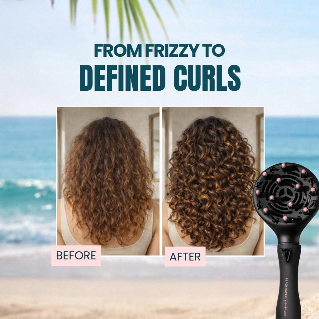 The Beachwaver Co. Blow Brush - Midnight Rose | Versatile Blow-Dry Brush for All Hair Types w/Interchangeable Attachments | 2 Speeds, 4 Heat Settings, and 4 Attachments - One Tool for Endless Looks!