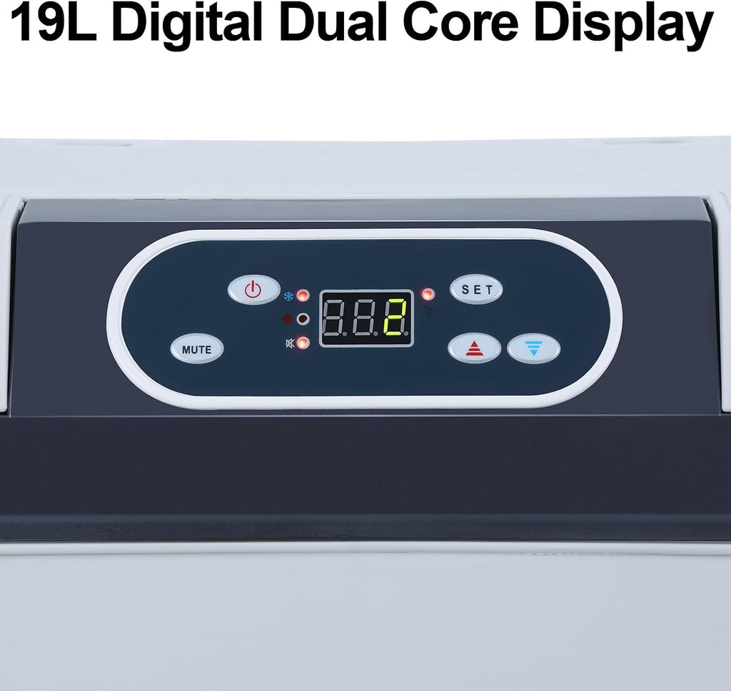 12/24V Car Refrigerator, Portable Freezer Cooler with Digital Display, 19L Electric Cooler Fridge, Mini Compressor Fridge for Truck RV SUV Van Camping Travel Road Trip, Adjustable Cooling Heating Grey