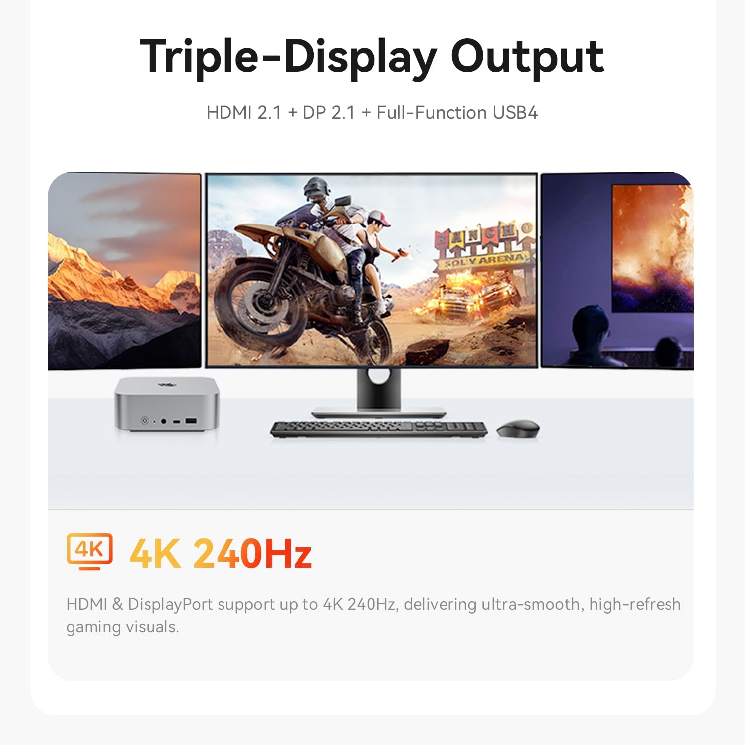 Beelink SER9 MAX Mini PC, AMD Ryzen R7 260 (8C/16T, up to 5.1GHz), 32GB DDR5 1TB PCle4.0 SSD Mini Desktop Computer, WIFI6+BT5.2 + 10G LAN, Triple Display Output via HDMI+DP+USB4, W11 Pro Mini Computer
