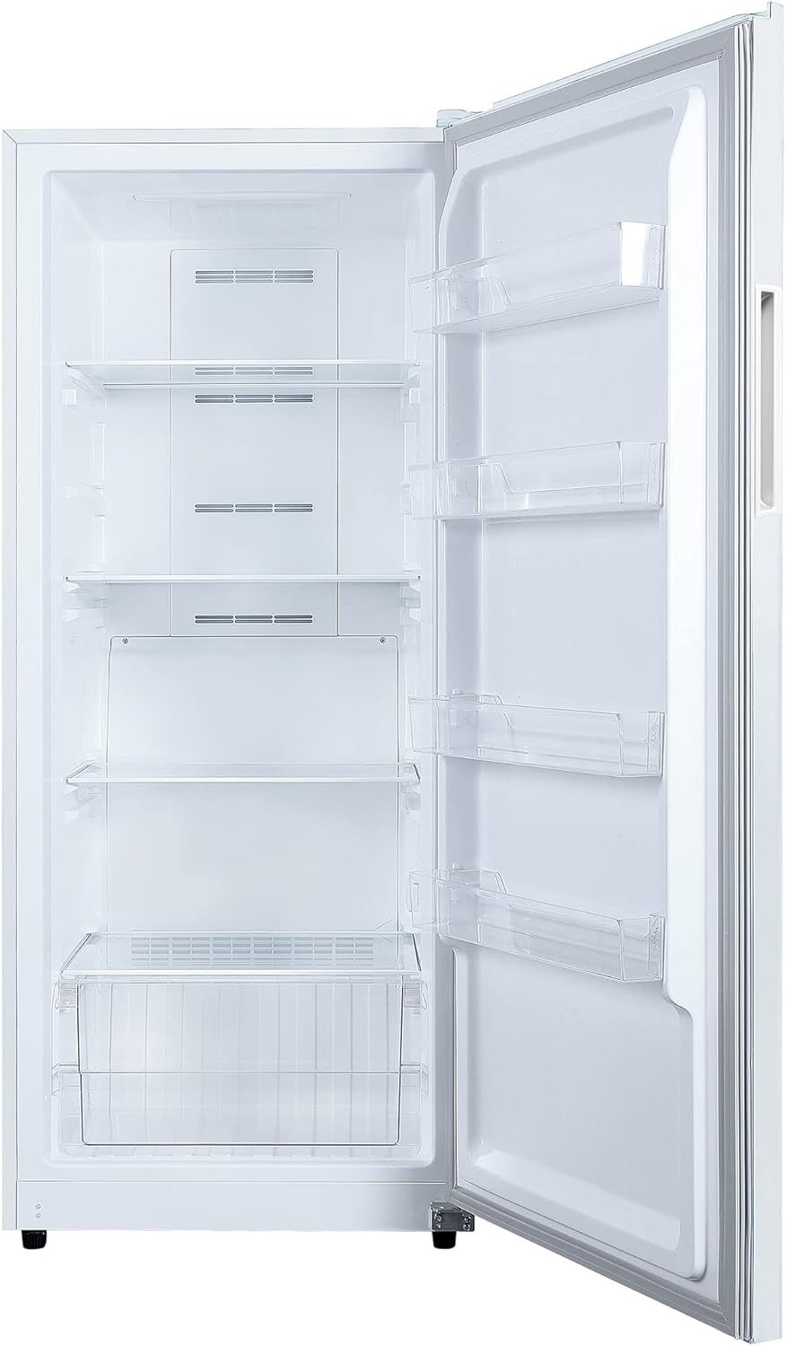 Hamilton Beach HZ4941 14 cu ft Upright Convertible Fridge/Freezer-Frost Free-Reversible Door-Removable Glass Shelves-LED Interior Light, White