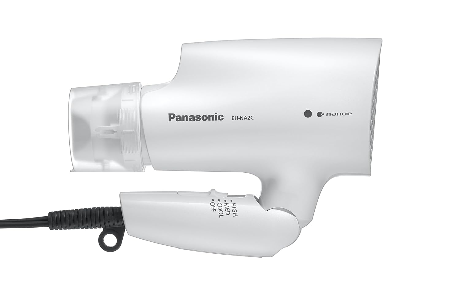 Panasonic nanoe Compact Hair Dryer EH-NA2C-W (White) - Japanese Nanoe Techonology, Foldable Travel Blow Dryer with Oscillating Quick Dry Nozzle, 1400W Lightweight Portable Hair Dryer, Anti-Frizz