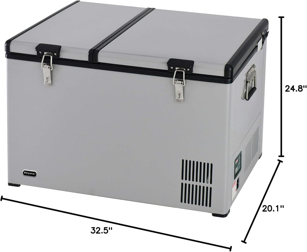 Whynter 90 Qt. Portable Refrigerator / Portable Freezer for Travel - Chest Freezer / Fridge for Car, Camping, RVs & More, -8°F to 50°F Temperature Range, AC 110V/ DC 12V, FM-901DZ, Charcoal