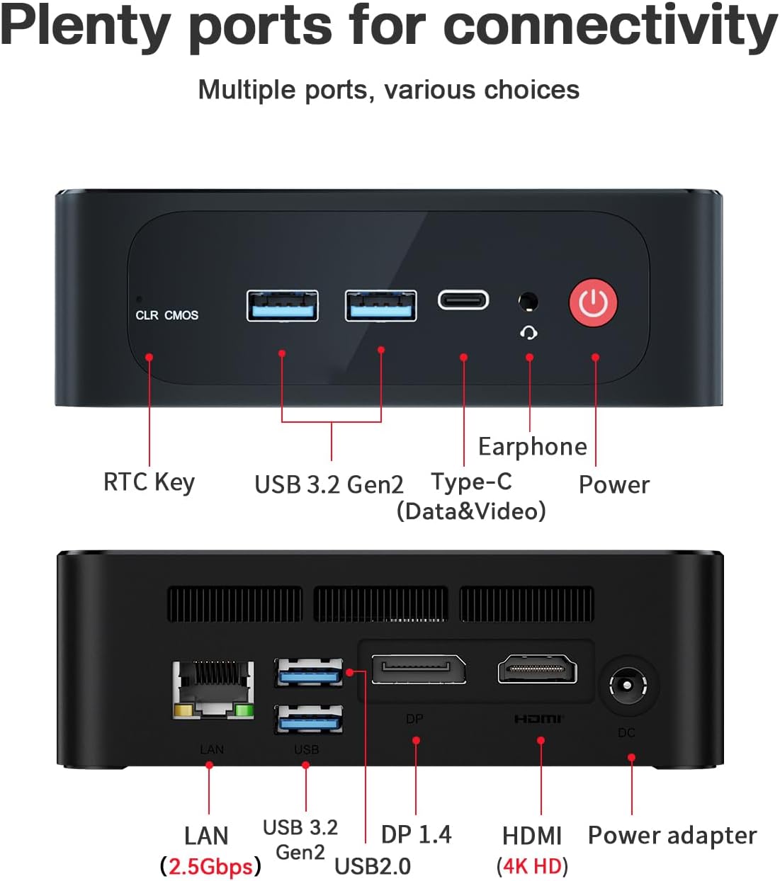 Beelink SER5 Mini PC, AMD Ryzen 5 5500U (6C/12T, up to 4.0GHz), Mini Computer with 16G DDR4 RAM 500GB M.2 2280 NVMe SSD, Micro PC Support 4K Triple Display/WiFi6/BT5.4/2.5G LAN