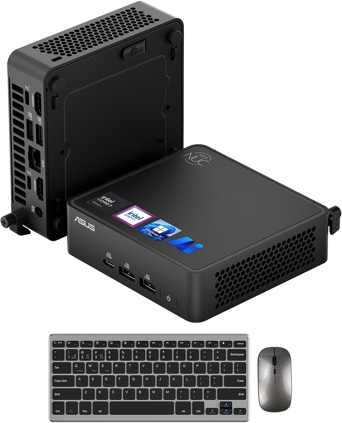 ASUS NUC 15 Pro Mini Computers, Intel Series 2 Core 7 240H(10C/16T, Up to 5.2GHz), 16GB DDR5 RAM, 1TB PCIe SSD, AI Mini PC Win 11 Pro, Intel Graphics, Thunderbolt 4, WiFi 7, BT 5.4, 8K HDR, VESA Mount