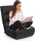 S AFSTAR Folding Floor Chair, Floor Gaming Chair with 5-Position Adjustable Headrest & 4-Position Backrest, Side Pocket & Thicken Cushion, Padded Floor Seat Lazy Chair for Living Room Bedroom