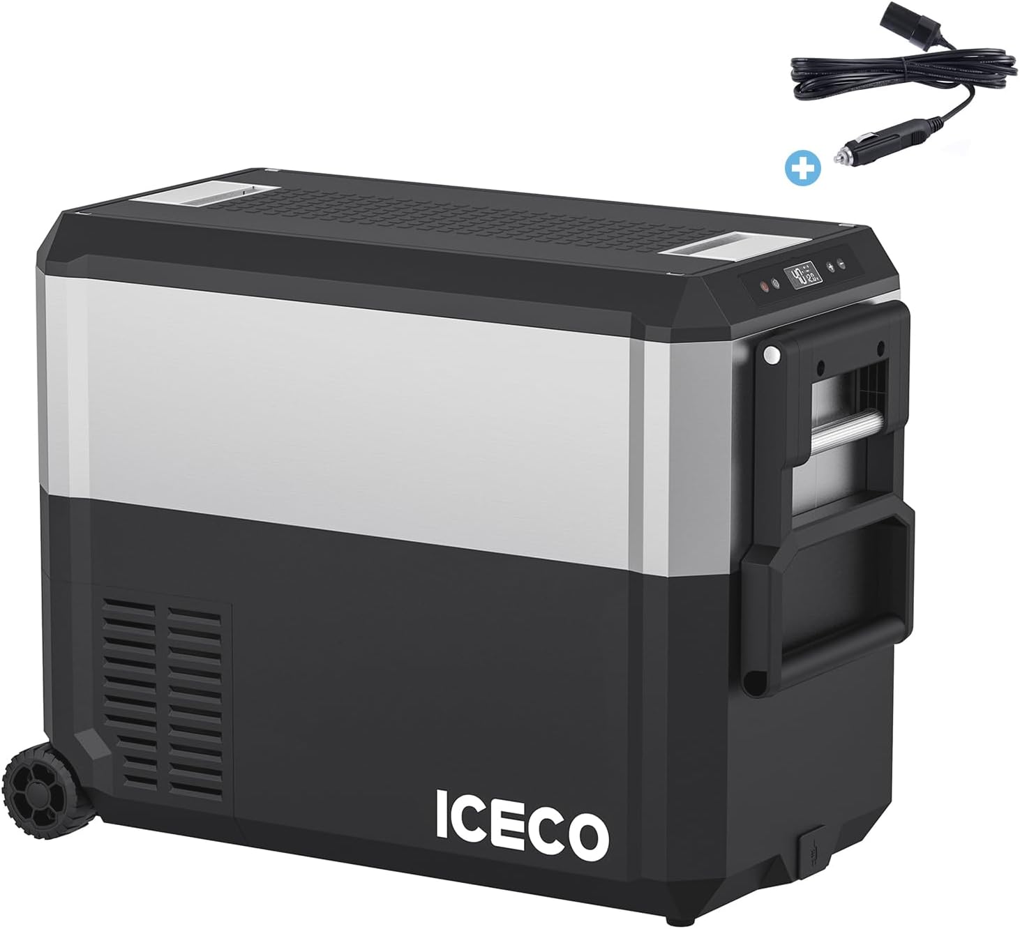 ICECO JP50 Pro 12 Volt Refrigerator, Portable Fridge with Wheels, 12V Car Fridge Freezer Powered by SECOP, Electric Cooler with AC/DC, 40.7 Quart, -4℉～68℉, With Cigarette Extension Cable