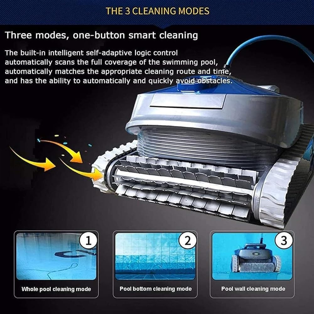 Automatic Robotic Pool Vacuum Cleaner, Wall Climbing Pool Cleaning Robot, Powerful Suction Lasts 90 Mins, Ideal for Above-Ground Pools