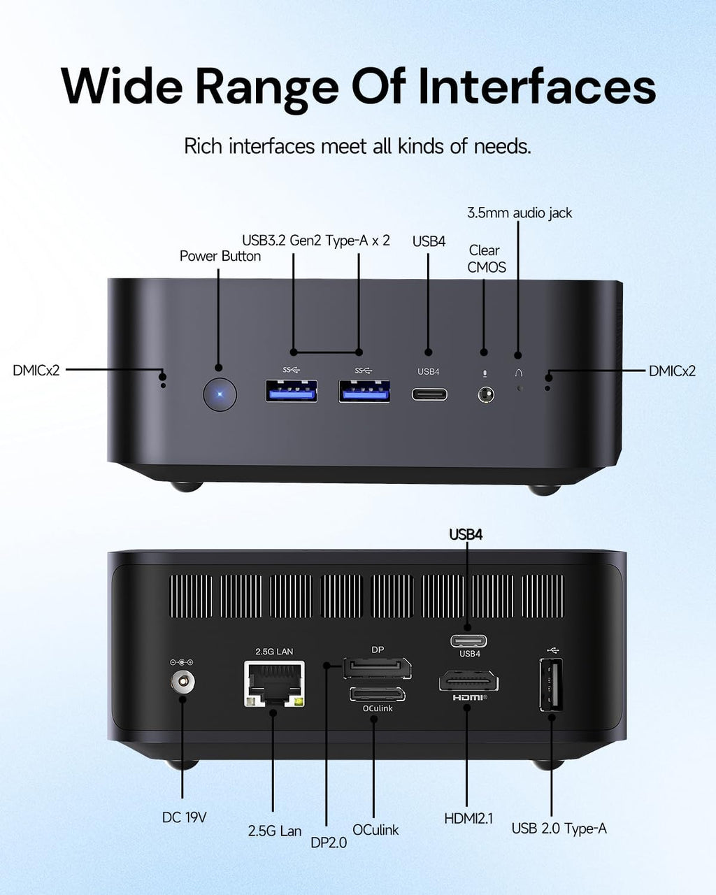 Reatan X7 Mini Gaming PC,AMD Ryzen 7 255(8C/16T, up to 4,9 GHz) Radeon 780M 64GB RAM DDR5 + 2TB SSD Up to 8K Quad-Screen Display Desktop Gaming Mini Computers OCulink WiFi 7 BT:5.4 Built-in Speaker