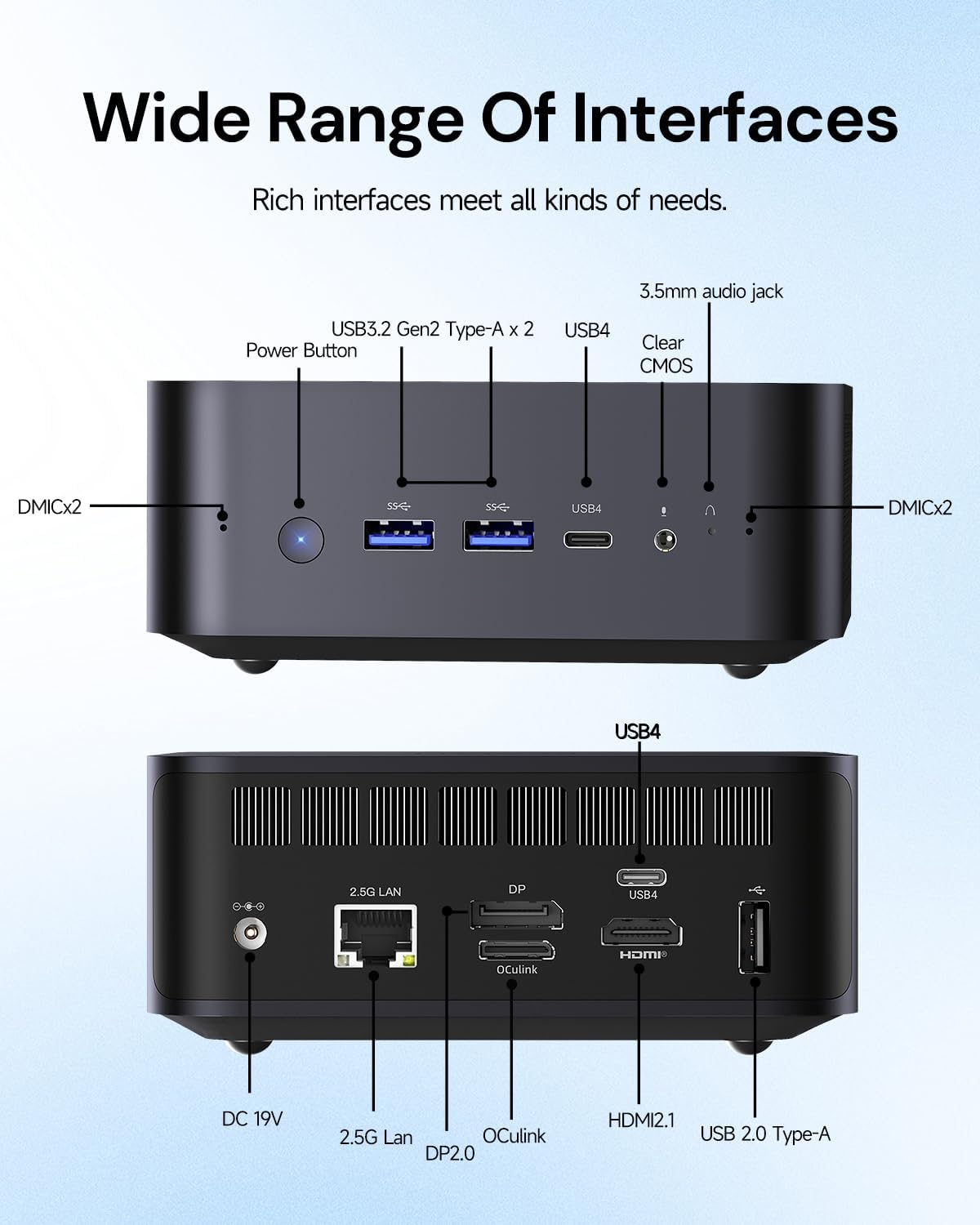 Reatan X7 Mini Gaming PC,AMD Ryzen 7 255(8C/16T, up to 4,9 GHz) Radeon 780M 64GB RAM DDR5 + 2TB SSD Up to 8K Quad-Screen Display Desktop Gaming Mini Computers OCulink WiFi 7 BT:5.4 Built-in Speaker