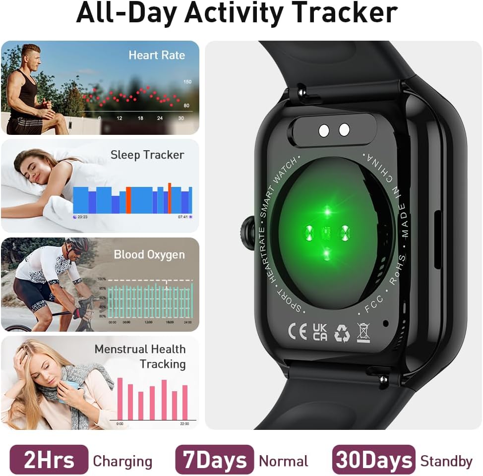 Smart Watch(Answer/Make Call BT5.4), 2026 New Smartwatch for Men Women, 1.96' HD Touch Fitness Watch with 110+ Sport Modes/Heart Rate/Sleep Monitor/Pedometer, IP68 Waterproof Fitness Activity Tracker