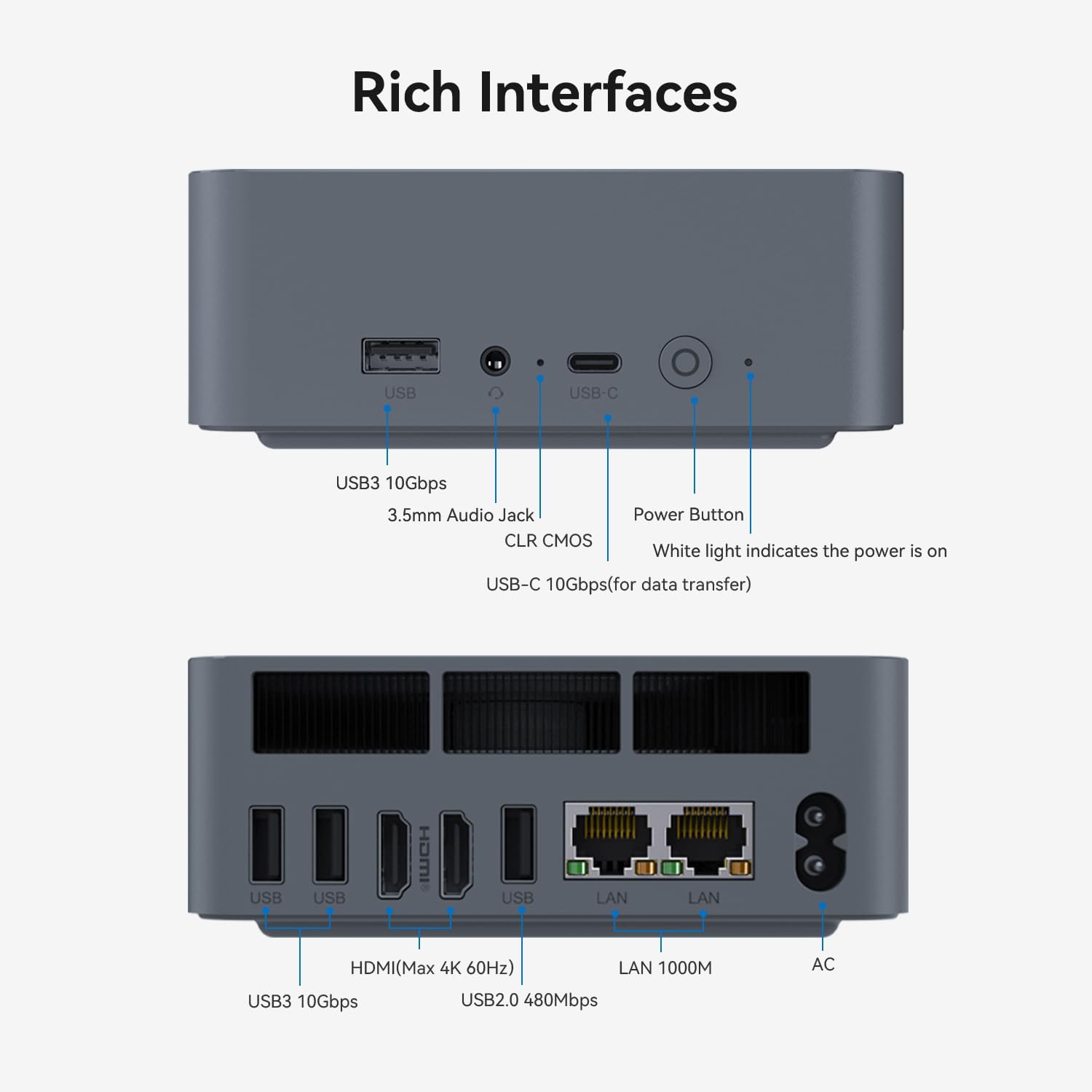 Beelink EQI12 Mini PC W-11 Pro i5-1235U 32GB DDR4 500GB NVMe M.2 SSD Dual Display 4K@60Hz Output, Wi-Fi 6, RJ45, Built in PSU Office Mini Computer