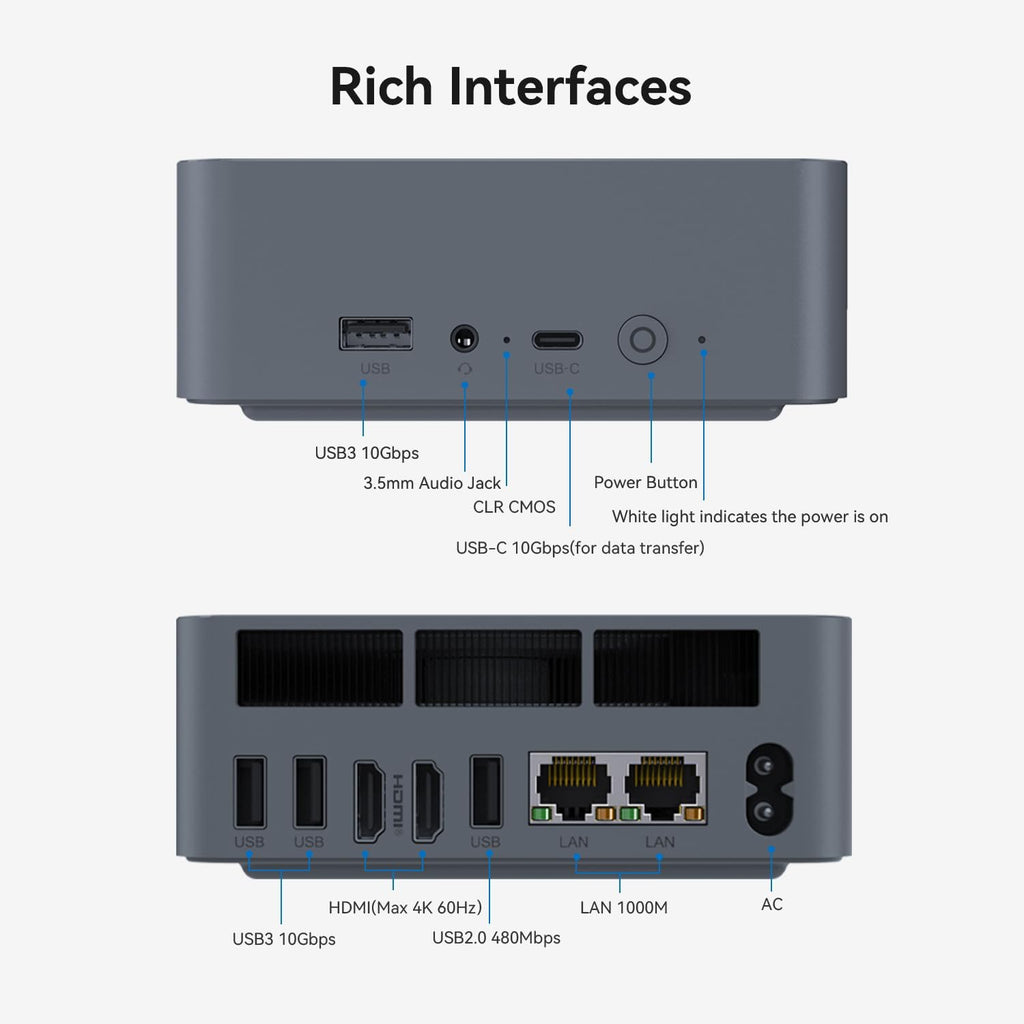 Beelink Mini PC, EQi12 Mini Computers Intel i5-1235U(Up to 4.4GHz) 10C/12T, Micro PC 32GB DDR4 RAM 500GB M.2 NVMe SSD, Desktop Computer 4K@60Hz/HDMI&DP/WiFi6/BT5.2/Gigabit Ethernet/HTPC/W-11 Pro