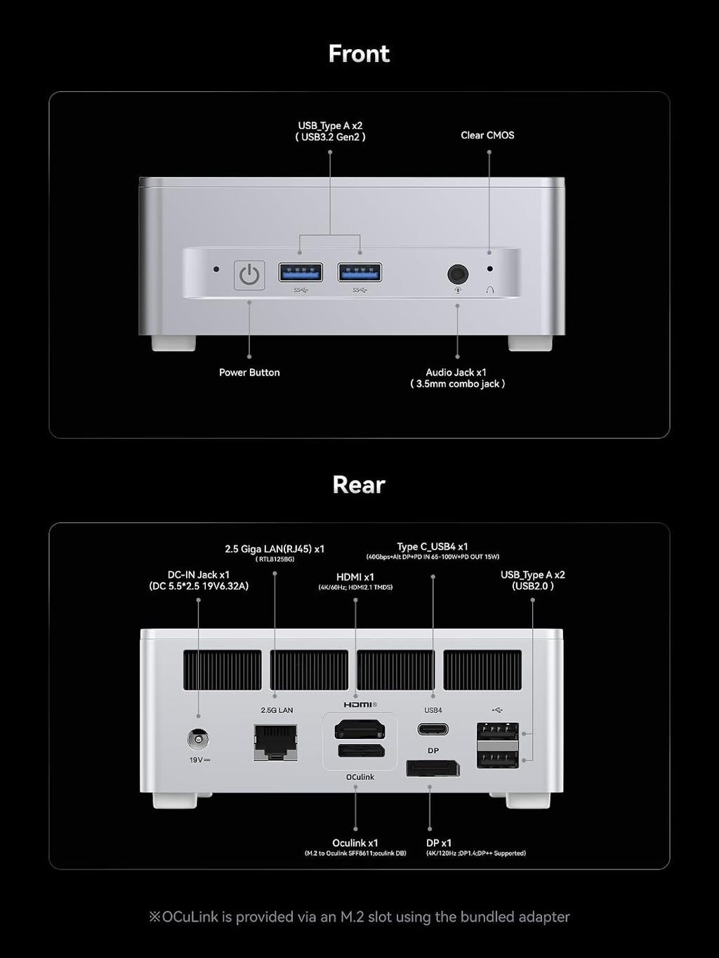 MINISFORUM X1 Lite-255 Mini PC Barebone AMD Ryzen 7 255 (8C/16T, up to 4,9 GHz), Mini Computer AMD Radeon 780M Dual DDR5 RAM, M.2 SSD,HDMI/DP/USB4 4K Video Output, 5 x USB, 2.5G LAN, Wi-Fi 6e/BT5.2
