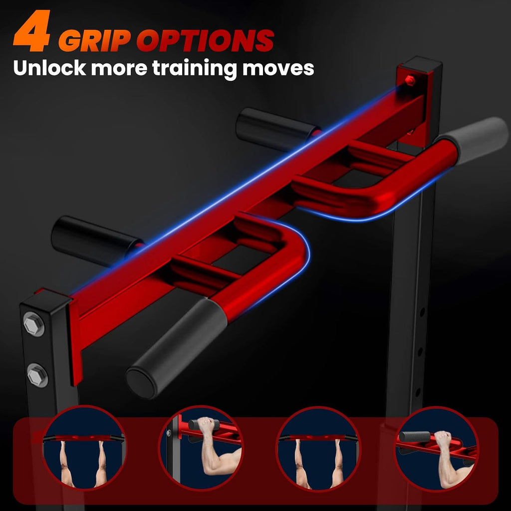 WATBKHE Power Tower Pull Up Dip Station Foldable, Pull Up Bar Station Adjustable, Multi-Function Home Gym, Strength Training Fitness Equipment, Triangular Design, for Home Outdoor
