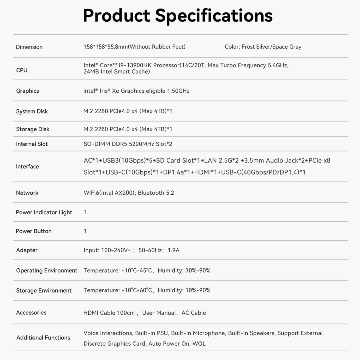 Beelink GTi13 Mini PC, Intel Core-i9 13900HK(14C/20T,Up to 5.4GHz), 32GB DDR5 1TB SSD, Mini Computer Support Thunderbolt 4/PCle×8 Slot/WiFi6/2.5G LAN/Triple Display，Home/Office Mini Computer