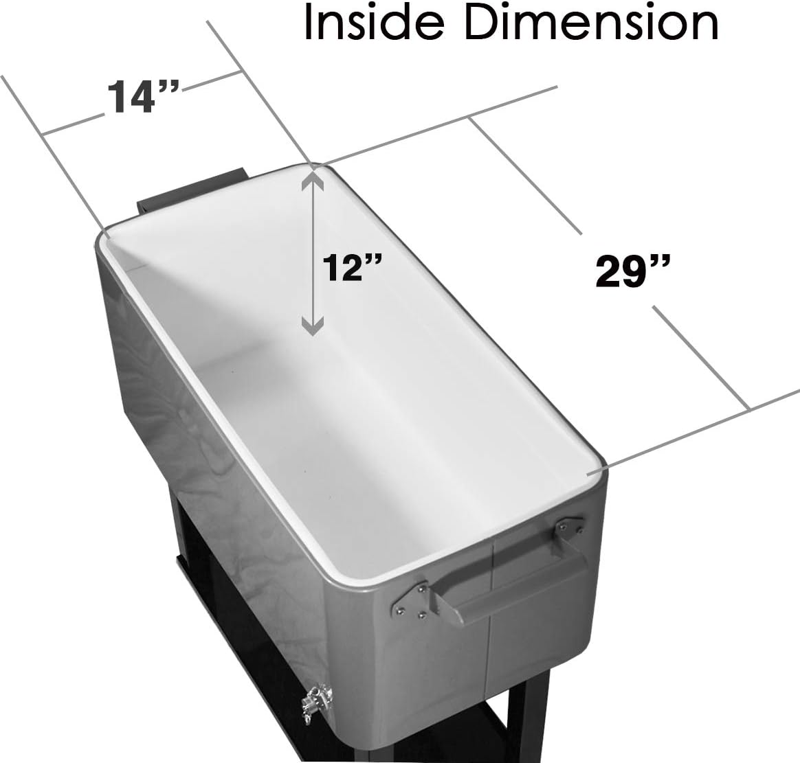 80 Quart Qt Rolling Cooler Ice Chest for Outdoor Patio Deck Party, Grey, Portable Party Bar Cold Drink Beverage Cart Tub, Backyard Cooler Trolley on Wheels with Shelf, Stand, & Bottle Opener
