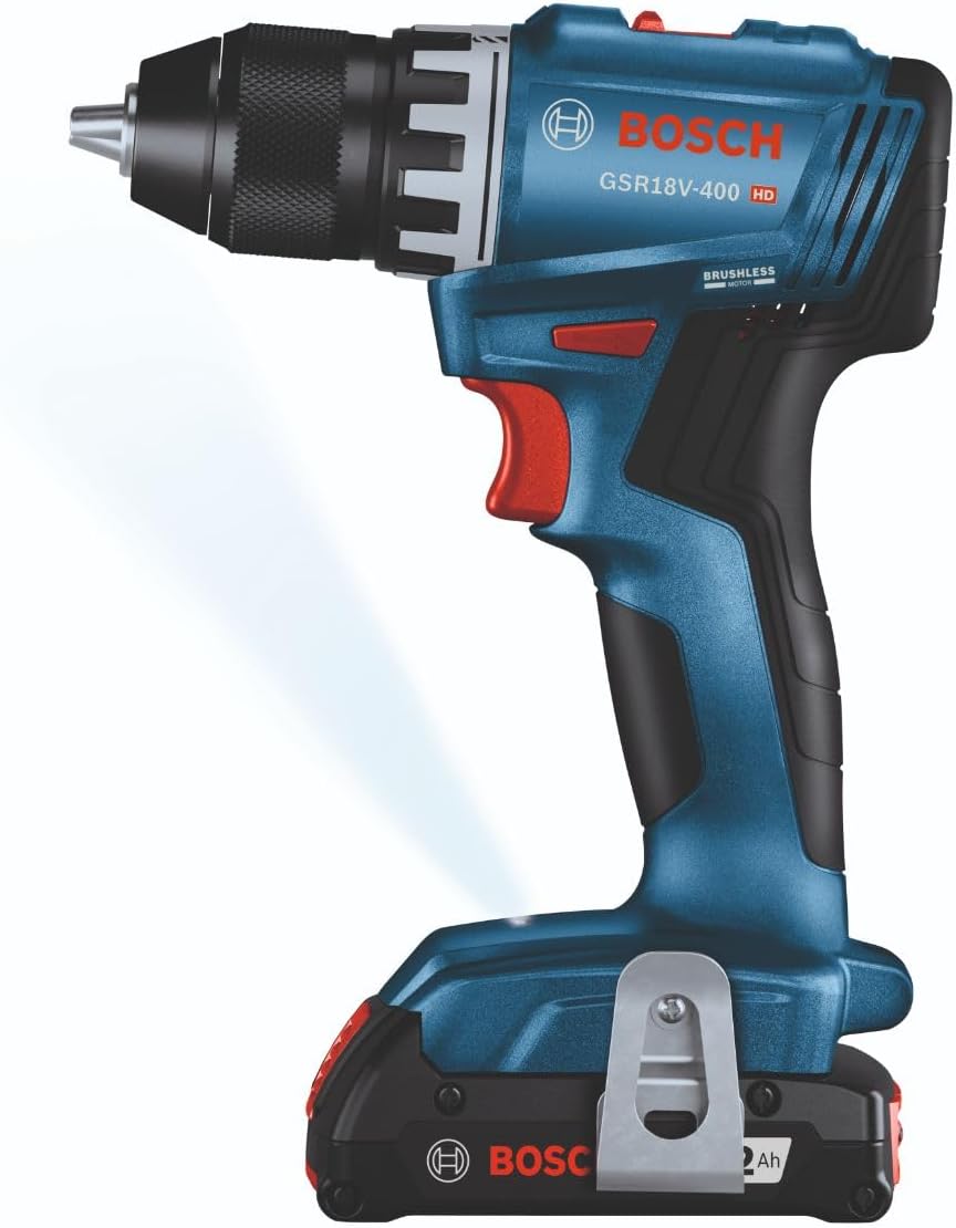 BOSCH GSR18V-400B22 18V Compact Brushless 1/2 In. Drill/Driver Kit with (2) 2 Ah Standard Batteries